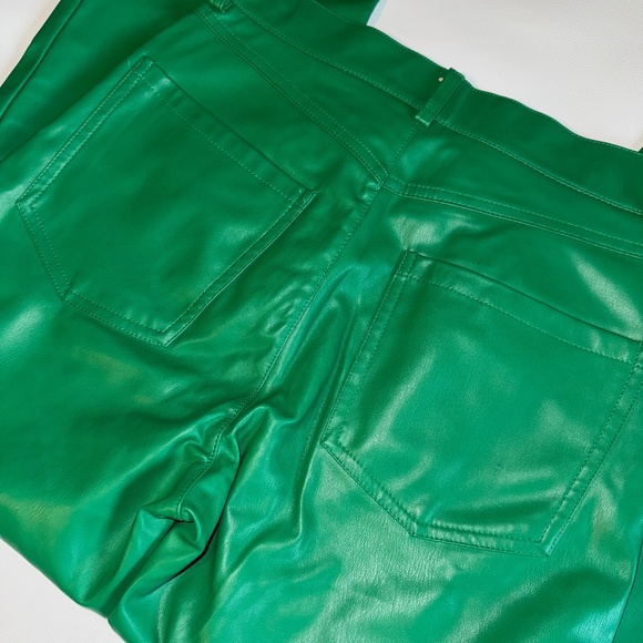 ✨PRICE DROP✨ Woman Coloured Faux Leather Trousers Pant Green sz - Picture 7 of 12